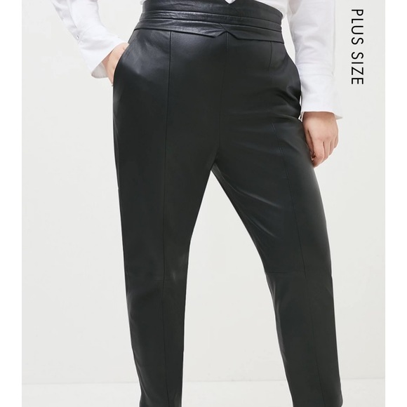 Karen Millen real leather crop pant ankle zip lamb leather size 12 - Picture 1 of 17